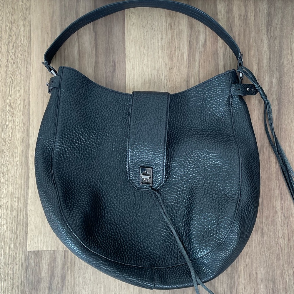 Rebecca Minkoff Black Pebbled Leather Tote w/ Black Hardware